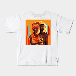 African Mom and Dad with Child Kids T-Shirt